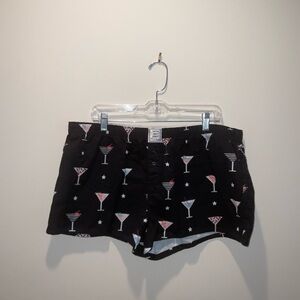 NWT NEVER WORN PJ SALVAGE WOMENS XL BLACK COCKTAIL PRINT FLANNEL SLEEP SHORTS